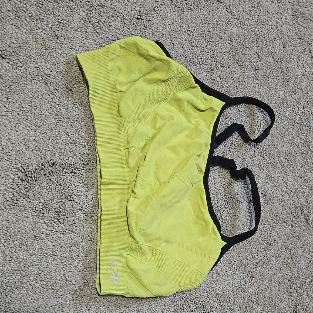 Yellow Sports Bra with Black Straps